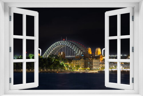 Fototapeta Naklejka Na Ścianę Okno 3D - Sydney Harbour Bridge illuminating the night sky NSW Australia 