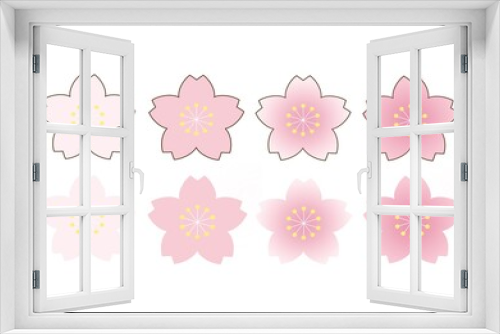 Fototapeta Naklejka Na Ścianę Okno 3D - シンプルでかわいい桜の花のイラスト　花芯あり　