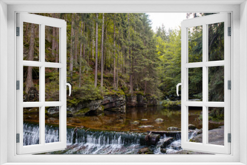 Fototapeta Naklejka Na Ścianę Okno 3D - Mała rzeka w borach