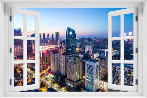Fototapeta Naklejka Na Ścianę Okno 3D - Aerial photography night view of modern city buildings in Qingdao, China