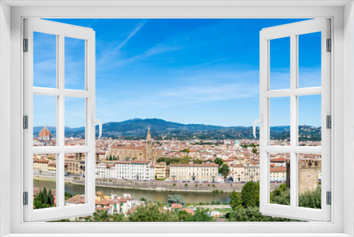 Fototapeta Naklejka Na Ścianę Okno 3D - Panoramic view of Florence on a beautiful day, Tuscany, Italy
