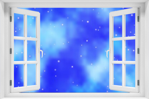 Fototapeta Naklejka Na Ścianę Okno 3D - Light BLUE vector template with neon stars.
