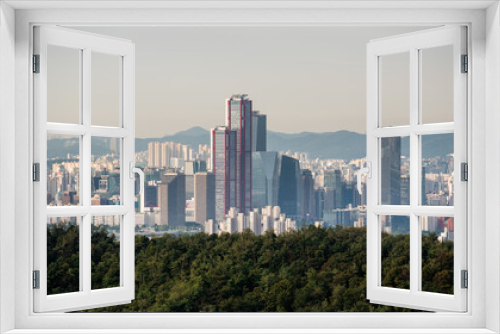 Fototapeta Naklejka Na Ścianę Okno 3D - Seoul South Korea cityscape view from Inwangsan mountain