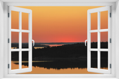 Fototapeta Naklejka Na Ścianę Okno 3D - Early summer dawn over the sea. Nature of Scandinavia. islands in the sea. Finland. Turku Archipelago.