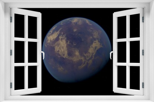 Fototapeta Naklejka Na Ścianę Okno 3D - Planet in deep space, exoplanet through the eyes of an artist, beautiful wallpaper, space background, 3d render