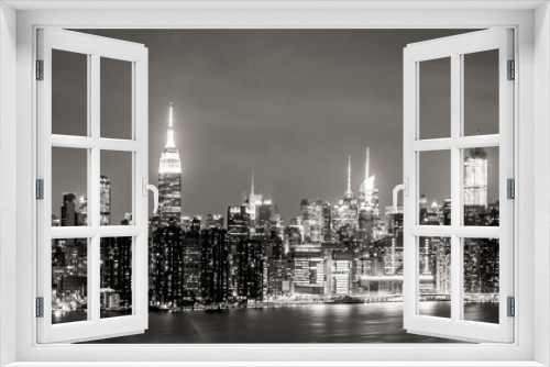 Fototapeta Naklejka Na Ścianę Okno 3D - New York City evening skyline. 