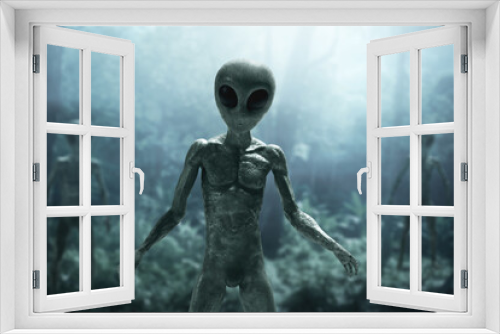 Fototapeta Naklejka Na Ścianę Okno 3D - Aliens creature in the forest