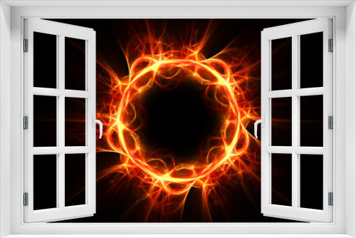 Fototapeta Naklejka Na Ścianę Okno 3D - Fiery fractal lines form an abstract burning flower. Fantasy light background. Digital fractal art. 3d rendering.	