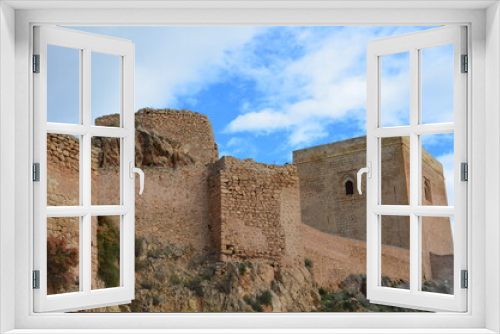 Fototapeta Naklejka Na Ścianę Okno 3D - Medieval castle defensive fortress in beige stone  