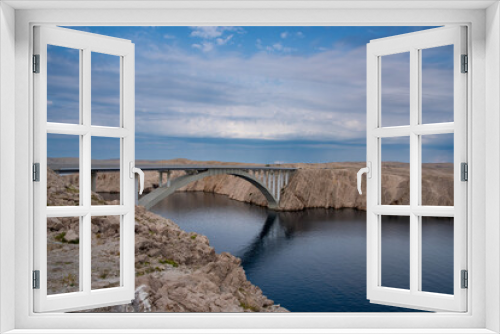 Fototapeta Naklejka Na Ścianę Okno 3D - Bridge to the Croatian island of Pag, blue summer sky