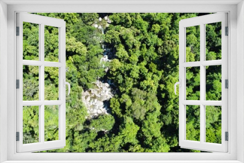 Fototapeta Naklejka Na Ścianę Okno 3D - Aerial view down at the rainforest and river