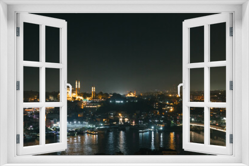 Fototapeta Naklejka Na Ścianę Okno 3D - Istanbul at night. Cityscape of Istanbul from Galata Tower.