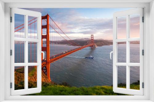 Fototapeta Naklejka Na Ścianę Okno 3D - Golden Gate Bridge Sunset Panorama
