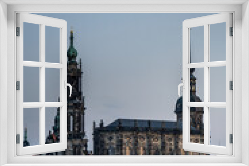 Fototapeta Naklejka Na Ścianę Okno 3D - Dresden city skyline at Elbe River at sunset, Dresden, Saxony, Germany