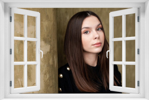 Portrait of beautiful emotional young european woman