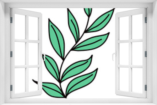 Fototapeta Naklejka Na Ścianę Okno 3D - Hand-drawn green leaf isolated on white background