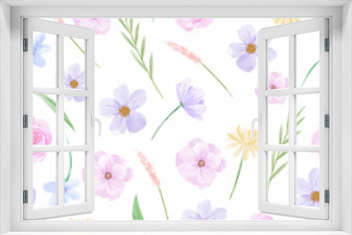 Fototapeta Naklejka Na Ścianę Okno 3D - soft watercolor florals seamless pattern