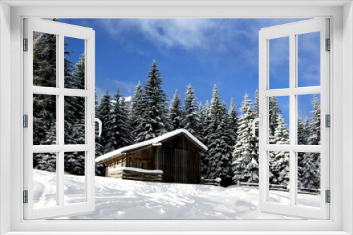 Fototapeta Naklejka Na Ścianę Okno 3D - Romantische Berghütte