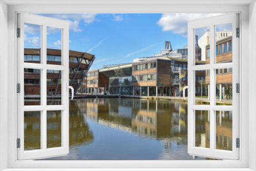 Fototapeta Naklejka Na Ścianę Okno 3D - Nottingham, England - January 22, 2022: Jubilee Campus is a modern campus which is part of The University of Nottingham and is located only one mile from University Park.