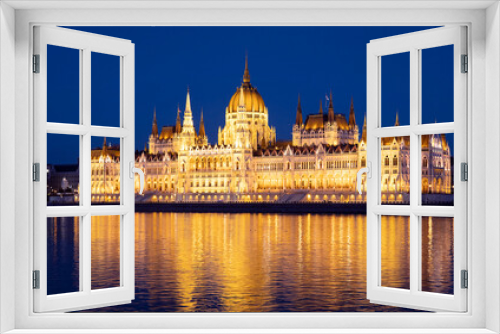 Amazing Hungarian Parliament in the evening. Night landmarks in Budapest, Hungary