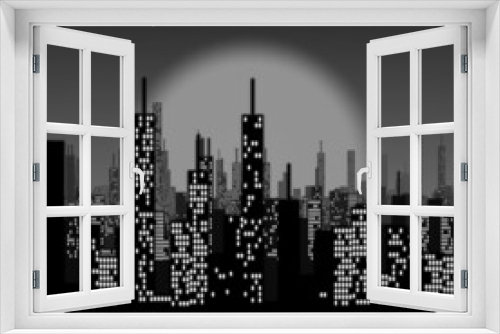 Fototapeta Naklejka Na Ścianę Okno 3D - shades of grey stylized city skyline