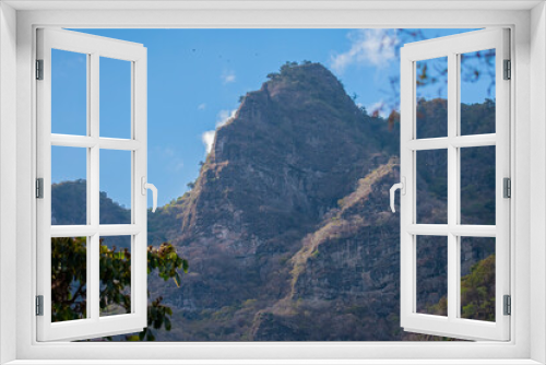 Fototapeta Naklejka Na Ścianę Okno 3D - cerro con arboles secos 