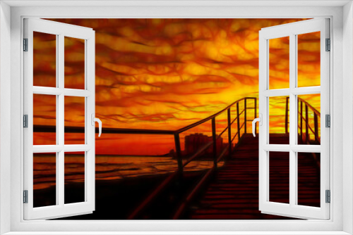 Fototapeta Naklejka Na Ścianę Okno 3D - dramatic sky over the Mediterranean Sea at sunset