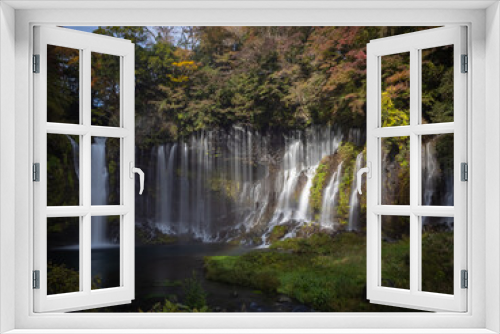 Fototapeta Naklejka Na Ścianę Okno 3D - 【滝と紅葉】富士山麓にある白糸の滝
