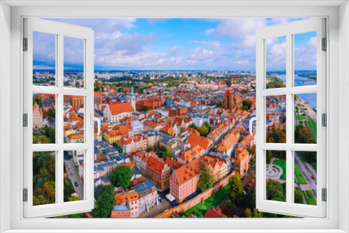 Fototapeta Naklejka Na Ścianę Okno 3D - Aerial view of Torun downtown in Poland 
