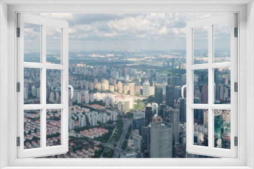 Fototapeta Naklejka Na Ścianę Okno 3D - High angle view of Shanghai city in sunny day.