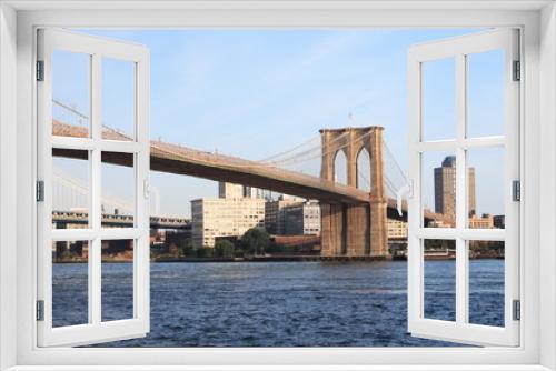 Fototapeta Naklejka Na Ścianę Okno 3D - Brooklyn bridge looking east from south street seaport Manhattan