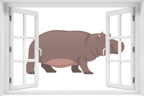 Fototapeta Naklejka Na Ścianę Okno 3D - Hippo standing, side view. African animals. Vector illustration isolated on white background