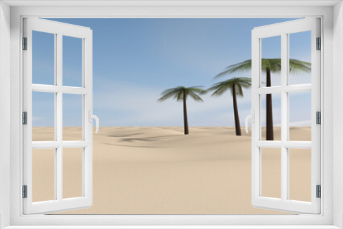 Fototapeta Naklejka Na Ścianę Okno 3D - Desert with sky background. 3D illustration, 3D rendering