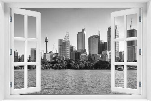 Fototapeta Naklejka Na Ścianę Okno 3D - Panoramic sunset view of Sydney Harbour and Downtown skyscrapers, Australia.