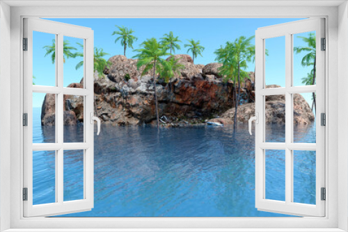 Fototapeta Naklejka Na Ścianę Okno 3D - 3D Rendering Tropical Island