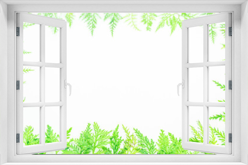Fototapeta Naklejka Na Ścianę Okno 3D - Creative layout of colorful tropical leaves on a white background. Minimal Christmas novelty concept with copy space in Phuket Thailand.