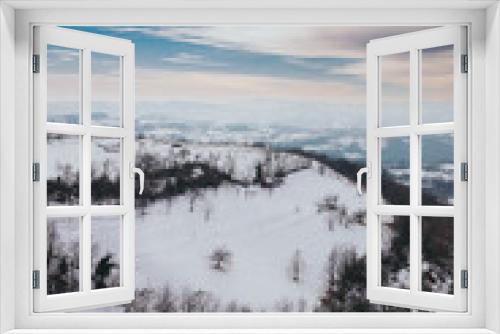 Fototapeta Naklejka Na Ścianę Okno 3D - landscape with snow and trees