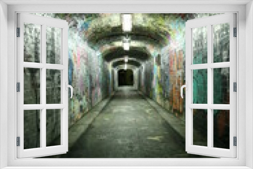 Fototapeta Naklejka Na Ścianę Okno 3D - Grungy tunnel with graffitis