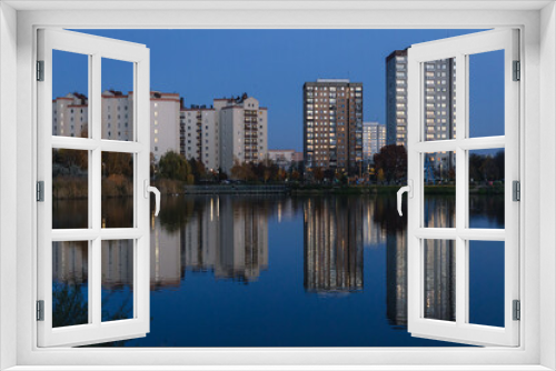 View on apartment buildings in Goclaw area of Warsaw city, Poland