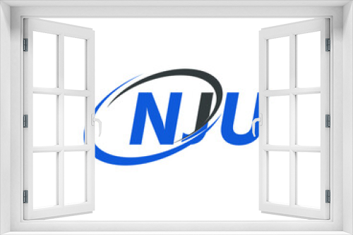 NJU letter creative modern elegant swoosh logo design