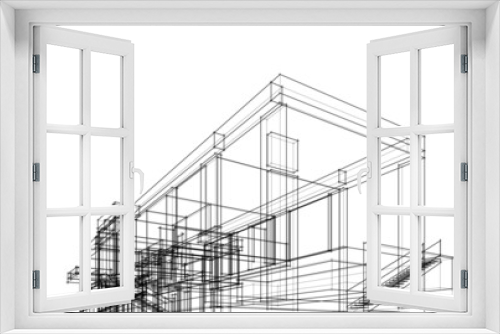 Fototapeta Naklejka Na Ścianę Okno 3D - architectural sketch of a house