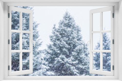 Fototapeta Naklejka Na Ścianę Okno 3D - Snowy Winter Evergreens