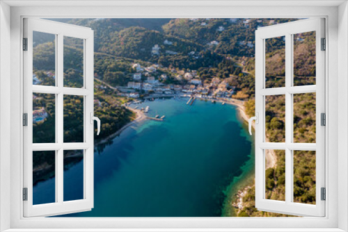 Fototapeta Naklejka Na Ścianę Okno 3D - Agios Stefanos bay, one of the most beautiful fishing villages in Corfu Island. Kerkyra, Greece. Aerial drone  view.