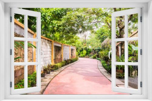 Fototapeta Naklejka Na Ścianę Okno 3D - Walk way in botanic garden, Thailand