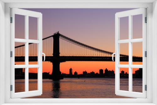 Fototapeta Naklejka Na Ścianę Okno 3D - Manhattan bridge Sunrise New York skyline