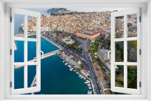 Fototapeta Naklejka Na Ścianę Okno 3D - aerial droen view of corfu town greece