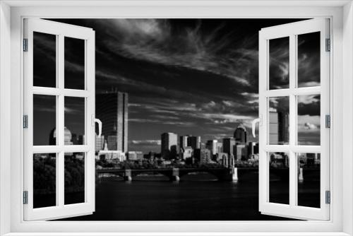 Boston skyline in black and white