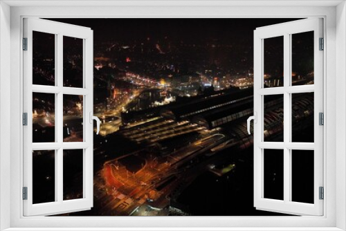 Fototapeta Naklejka Na Ścianę Okno 3D - New years eve in Amsterdam, The Netherlands, fireworks at night aerial drone view over the city.