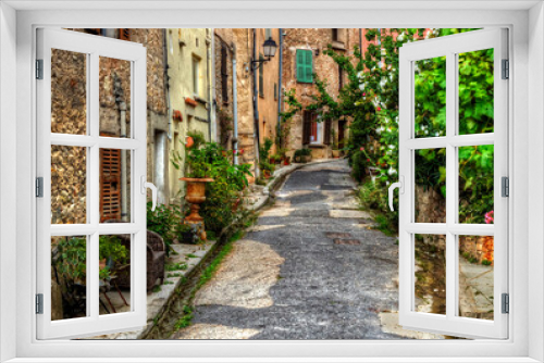 Fototapeta Naklejka Na Ścianę Okno 3D - Narrow Street in the Medieval Village of Bargemon, Provence, France