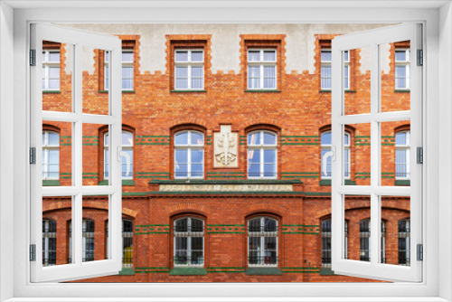 Fototapeta Naklejka Na Ścianę Okno 3D - Brick facade of the old post office building in Sopot, Poland